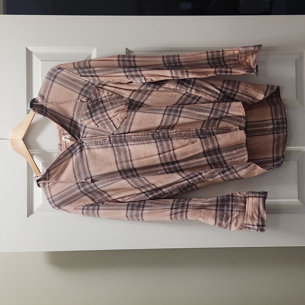 Hooded flannel button up